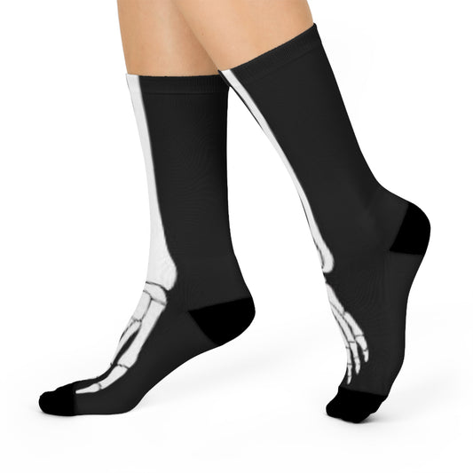 Skeleton Design Cushioned Crew Socks | Fun Gift for Halloween, Party, Friends, and Everyday Wear | Unique Bone Print Socks