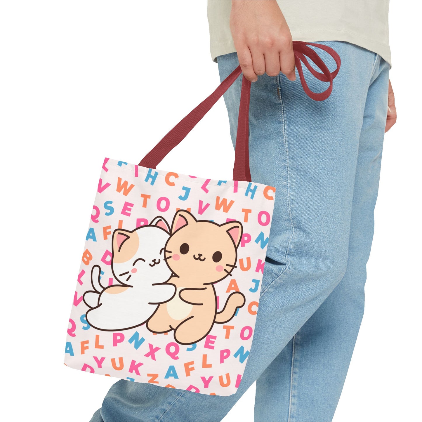 Cute Cat Tote Bag with Playful Design, Perfect for Cat Lovers, Eco-Friendly Shopping Bag, Gift for Birthdays, Everyday Use, Kawaii Style