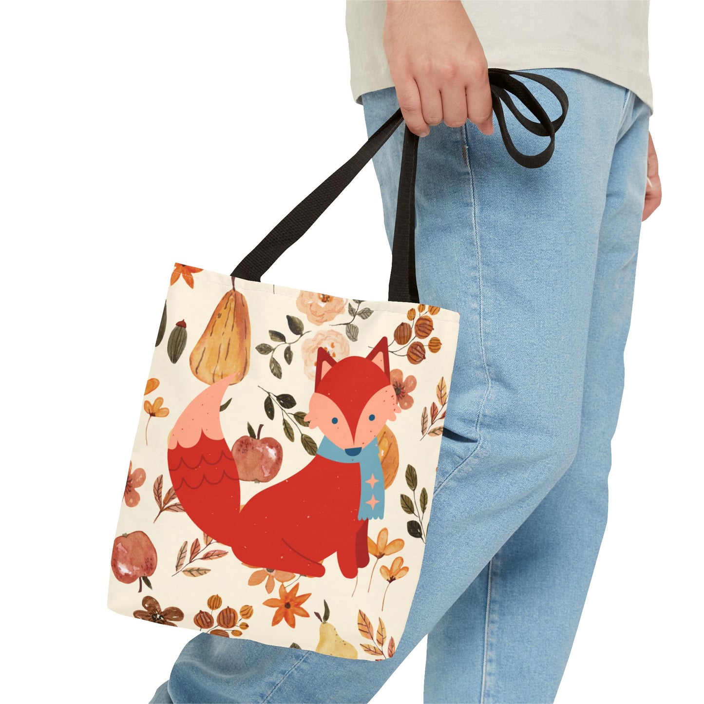 Autumn Fox Tote Bag, Fall Inspired, Eco-Friendly Shopping Bag, Perfect for Gifts, Floral Design, Seasonal Style, Cute Tote