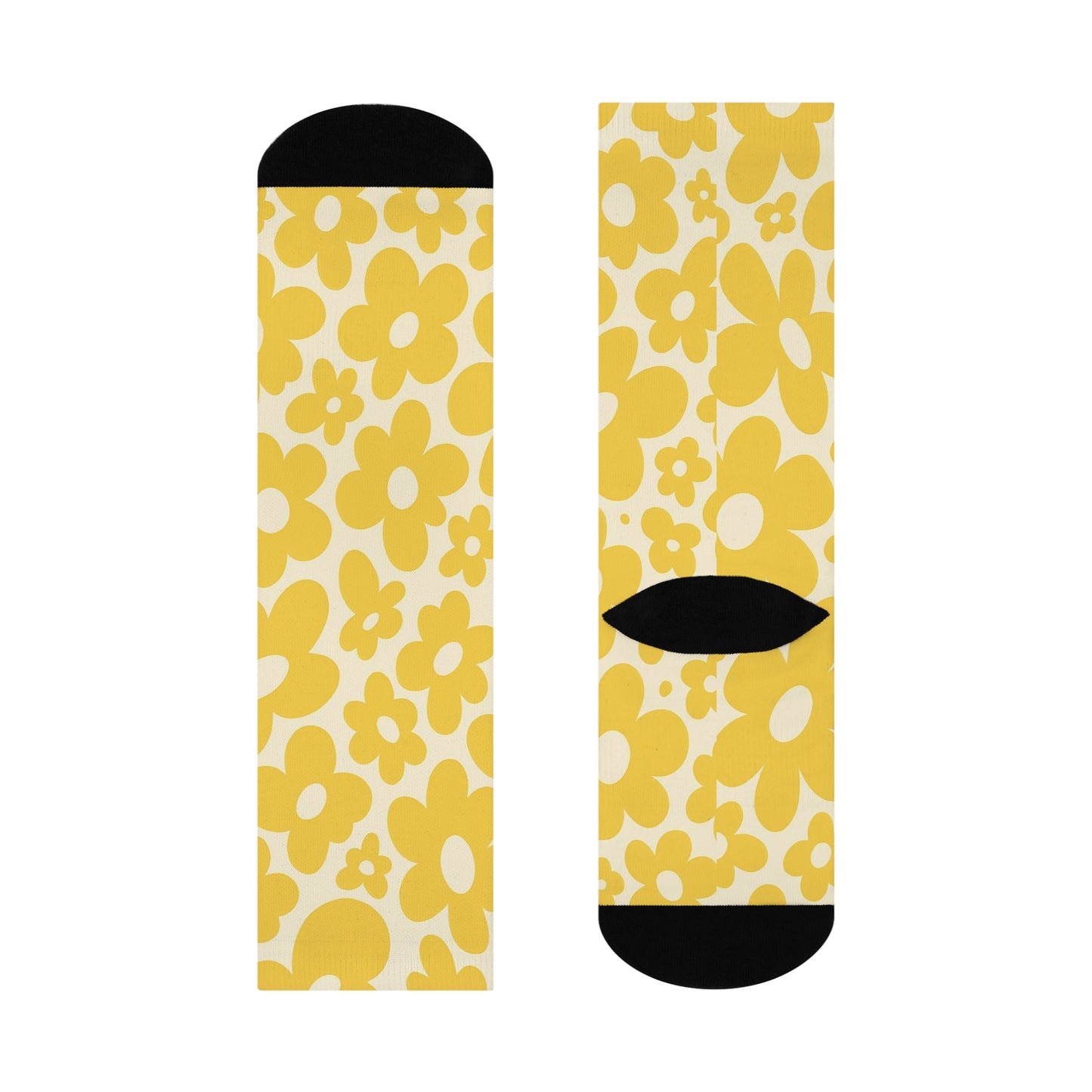 Cheerful Yellow Cushioned Crew Socks - Fun Gift for Friends, Colorful Casual Wear, Cozy Socks, Unique Statement Piece, Perfect for Celebrations!