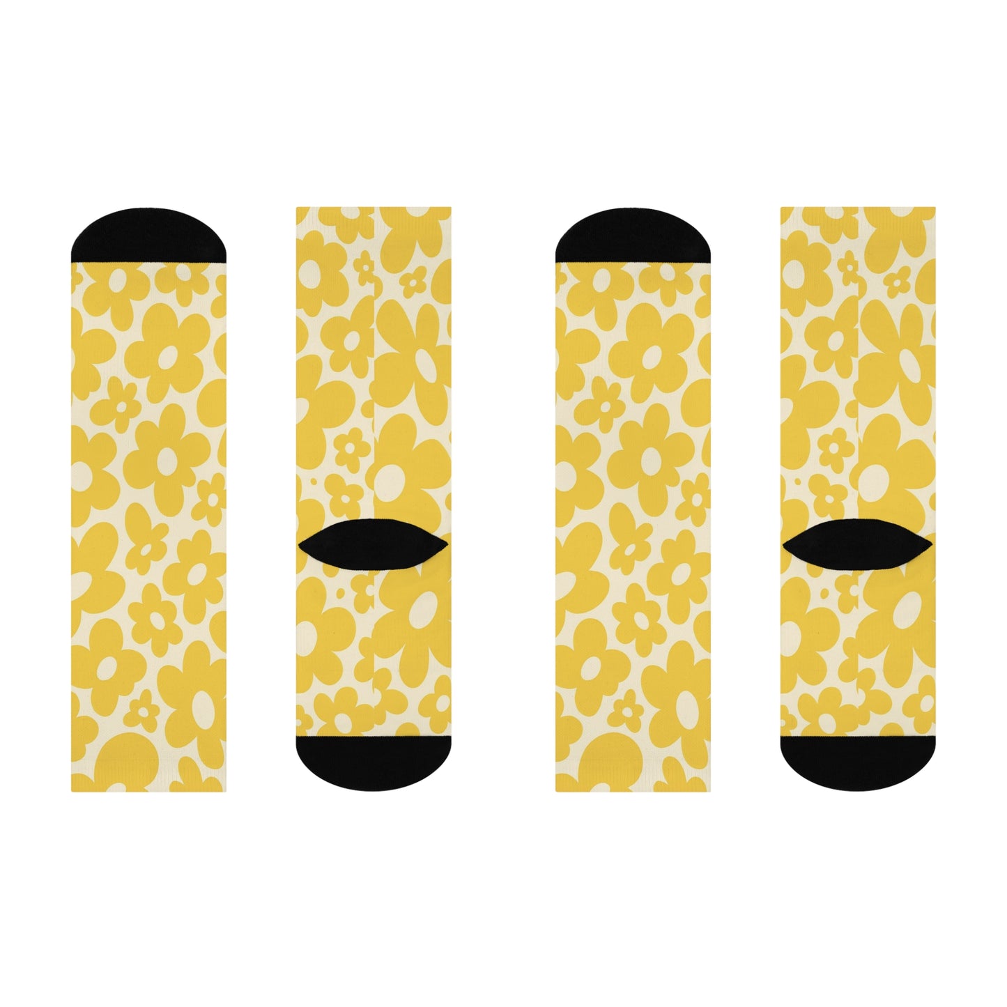 Cheerful Yellow Cushioned Crew Socks - Fun Gift for Friends, Colorful Casual Wear, Cozy Socks, Unique Statement Piece, Perfect for Celebrations!