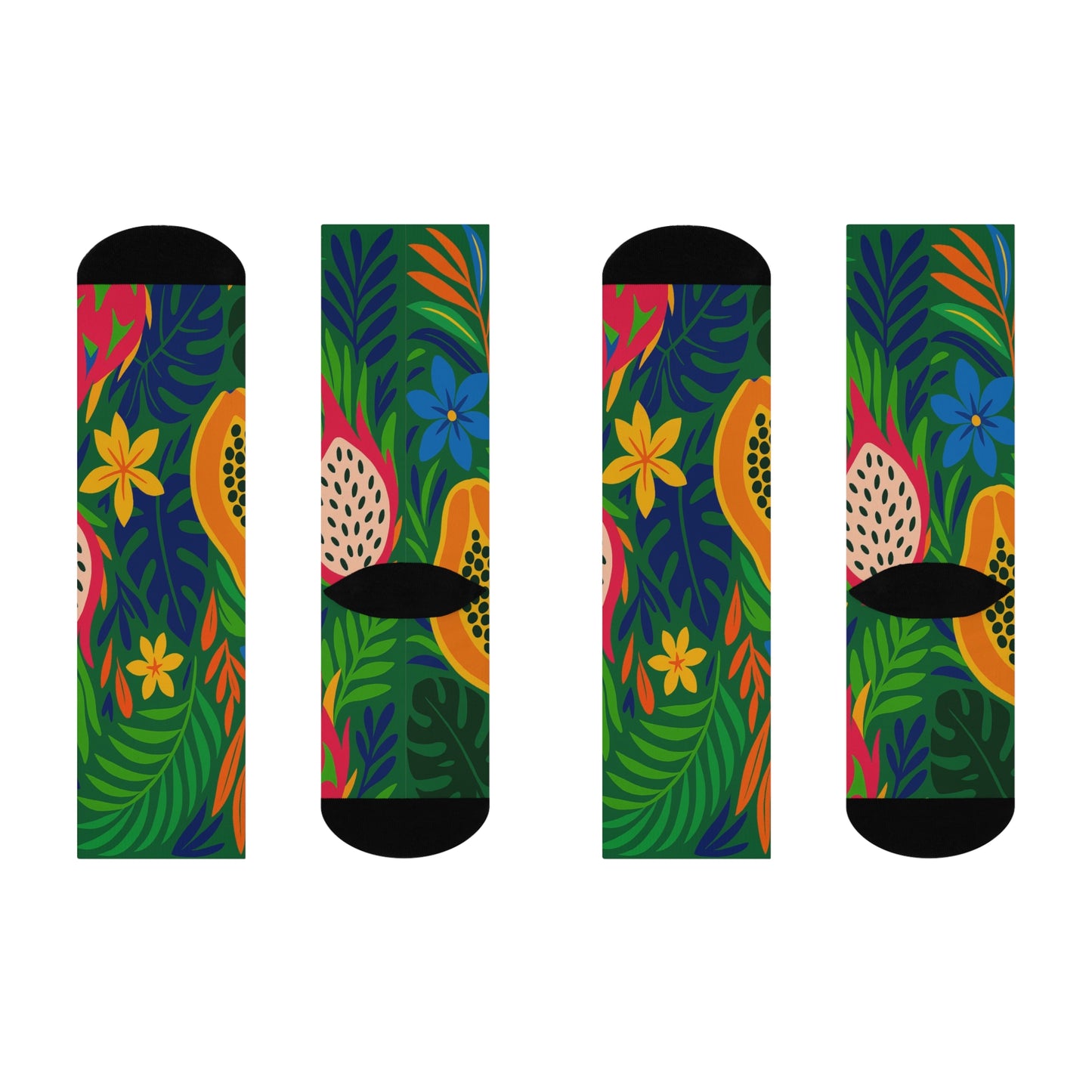 Vibrant Tropical Crew Socks for Comfort and Style, Colorful Cushion Socks, Tropical Paradise Gift, Fun Socks for Summer, Stylish Home footwear