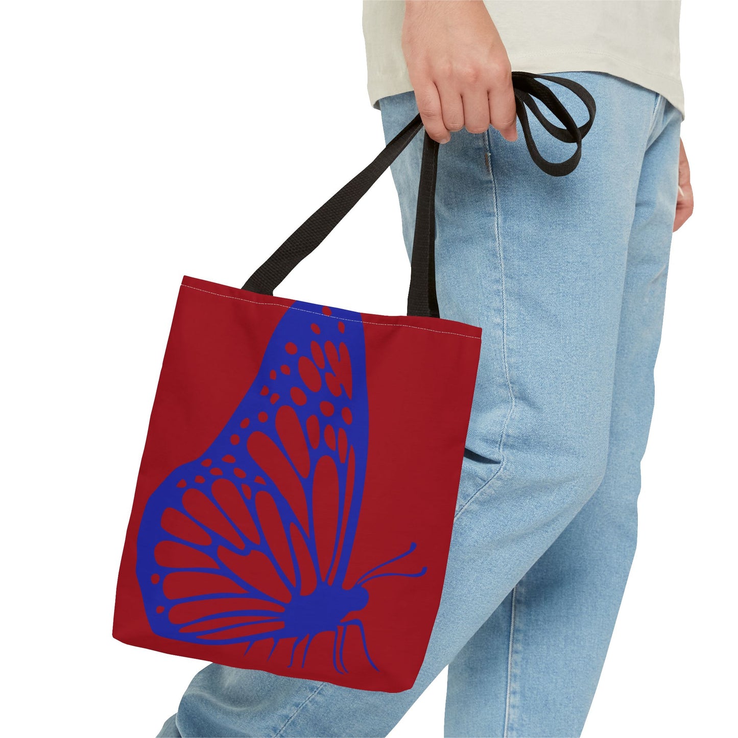 Red Butterfly Tote Bag, Boho Chic Shopper Tote, Eco Friendly Reusable Bag, Gift for Nature Lovers, Summer Accessory