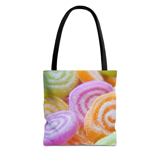 Colorful Candy Swirl Pattern Tote Bag | Sweet Treats Shopping Bag, Gift for Her, Summer Accessory, Beach Bag, Eco-Friendly Tote
