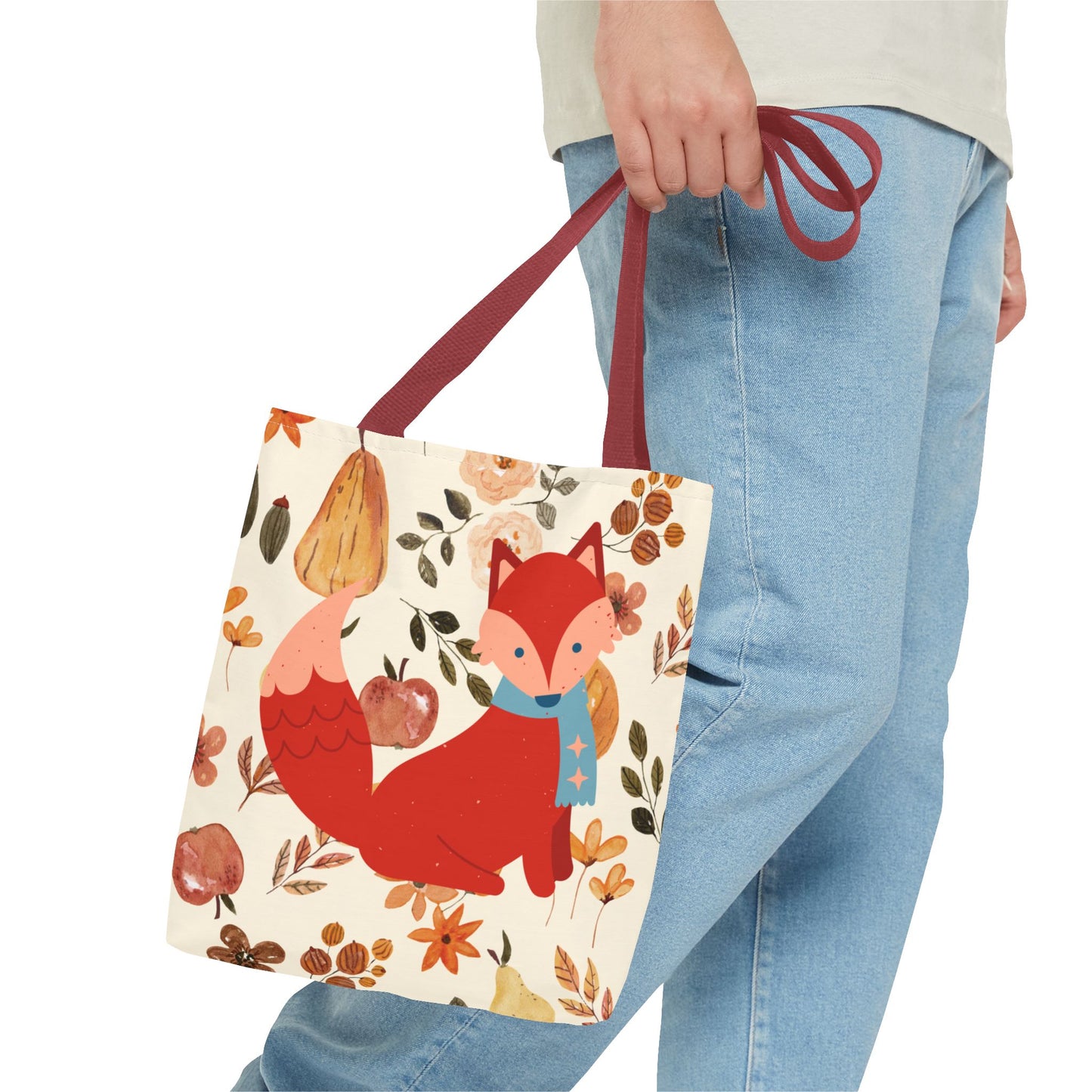 Autumn Fox Tote Bag, Fall Inspired, Eco-Friendly Shopping Bag, Perfect for Gifts, Floral Design, Seasonal Style, Cute Tote