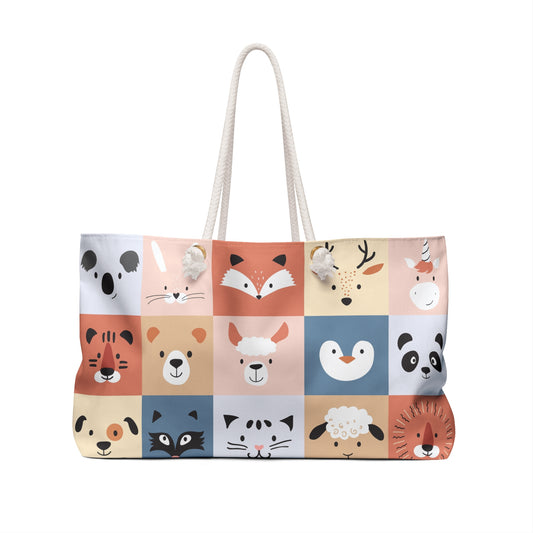 Adorable Animal Weekender Bag, Tote for Travel, Cute Animal Lover Gift, Stylish Diaper Bag, Perfect for Weekend Getaways