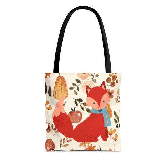 Autumn Fox Tote Bag, Fall Inspired, Eco-Friendly Shopping Bag, Perfect for Gifts, Floral Design, Seasonal Style, Cute Tote