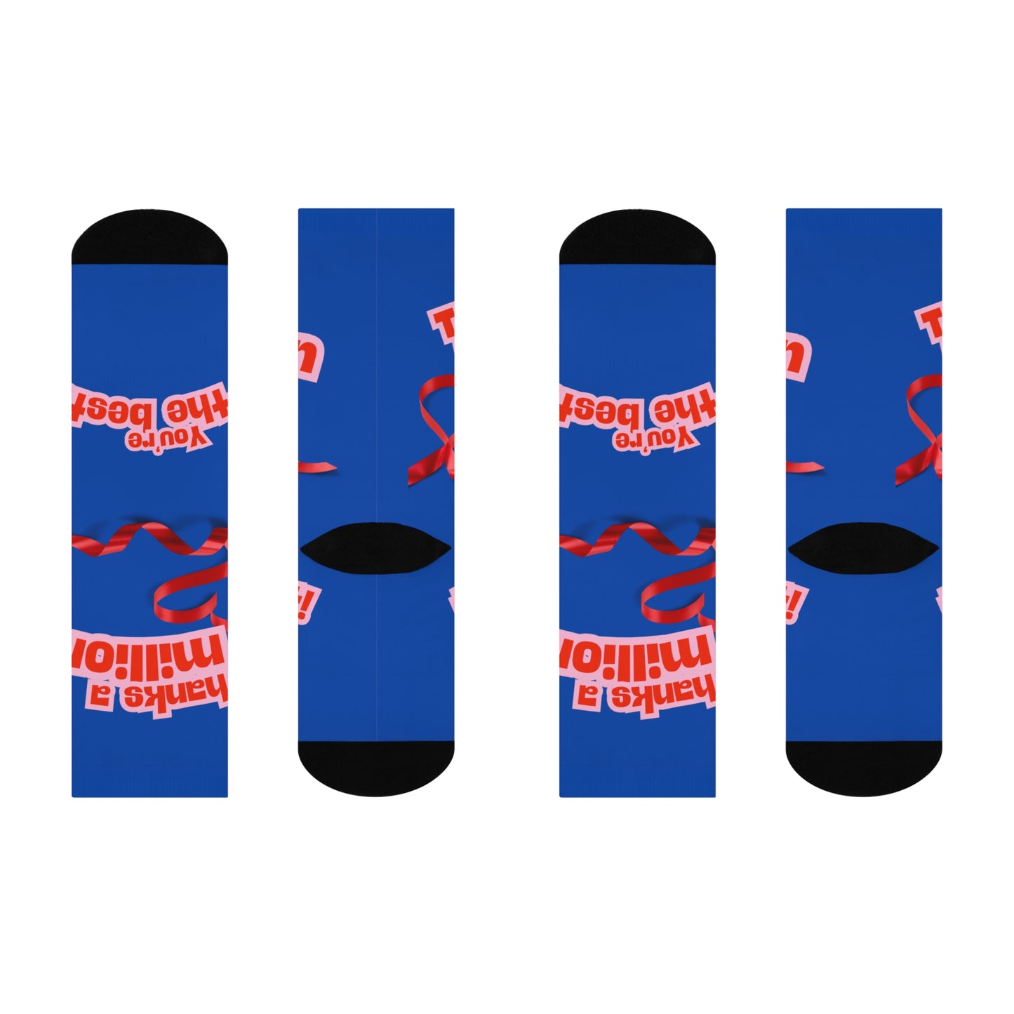 Thanks a Million Crew Socks, Gratitude Socks, Gift for Friends, Fun Birthday Socks, Cheerful Thank You Socks
