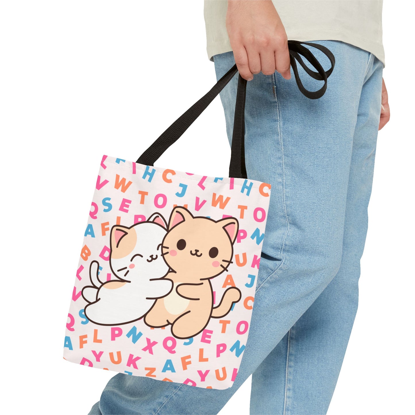 Cute Cat Tote Bag with Playful Design, Perfect for Cat Lovers, Eco-Friendly Shopping Bag, Gift for Birthdays, Everyday Use, Kawaii Style