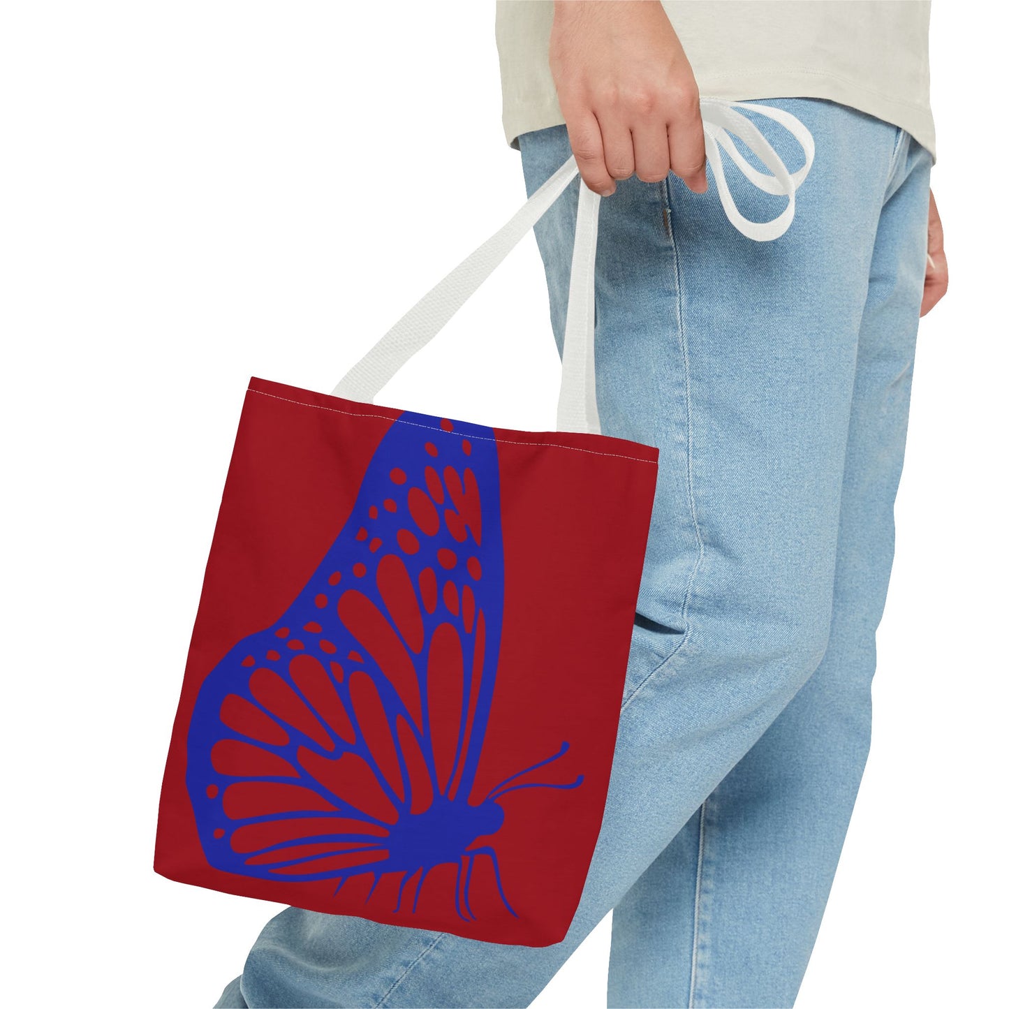 Red Butterfly Tote Bag, Boho Chic Shopper Tote, Eco Friendly Reusable Bag, Gift for Nature Lovers, Summer Accessory