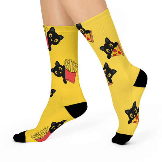 Playful Cat Crew Socks, Fun Cat Pattern Socks for Cat Lovers, Cute Animal Gift, Cozy Crew Socks, Perfect for Casual Wear