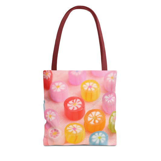 Colorful Candy Pattern Tote Bag | Sweet Treats Shopping Bag, Gift for Her, Summer Accessory, Beach Bag, Eco-Friendly Tote
