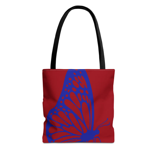 Red Butterfly Tote Bag, Boho Chic Shopper Tote, Eco Friendly Reusable Bag, Gift for Nature Lovers, Summer Accessory