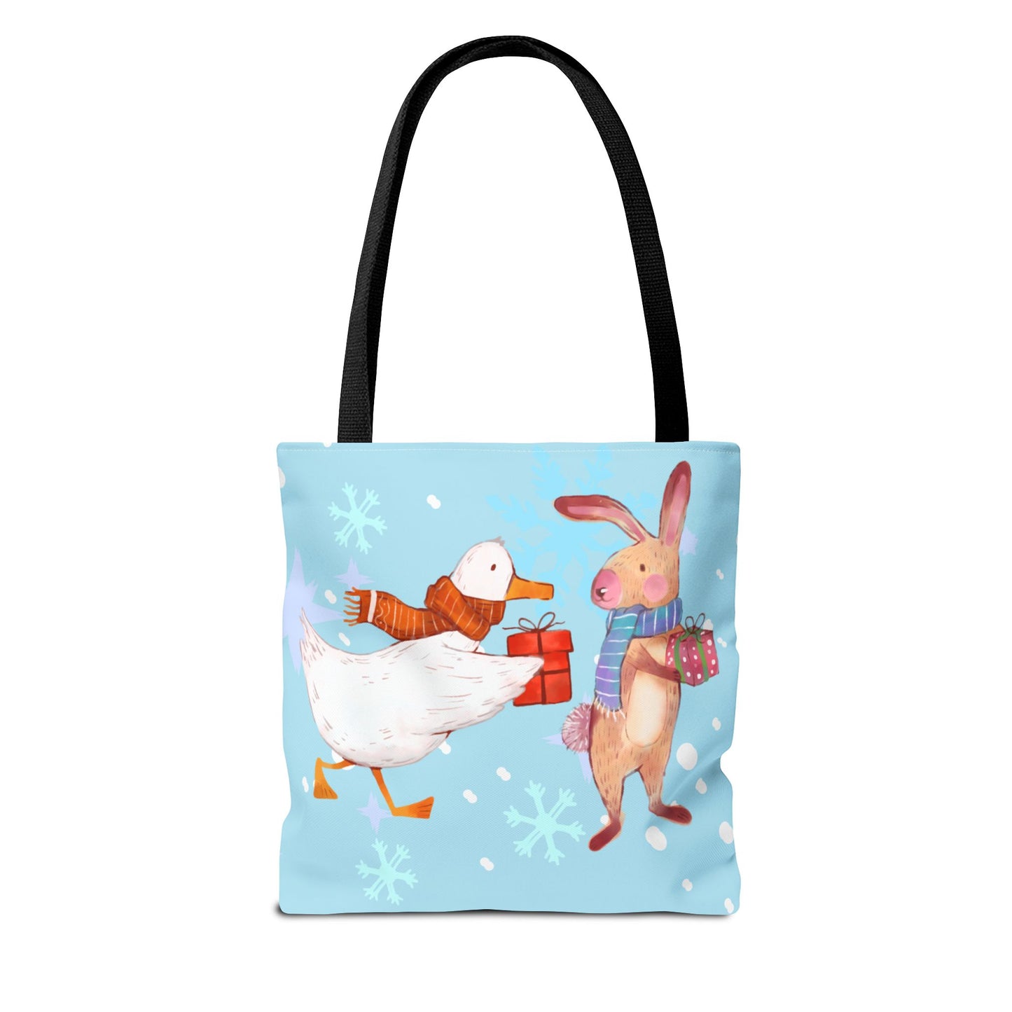 Whimsical Holiday Tote Bag, Cute Animal Gift Bag, Winter Shopping Tote, Christmas Present Carrier, Festive Eco-friendly Bag