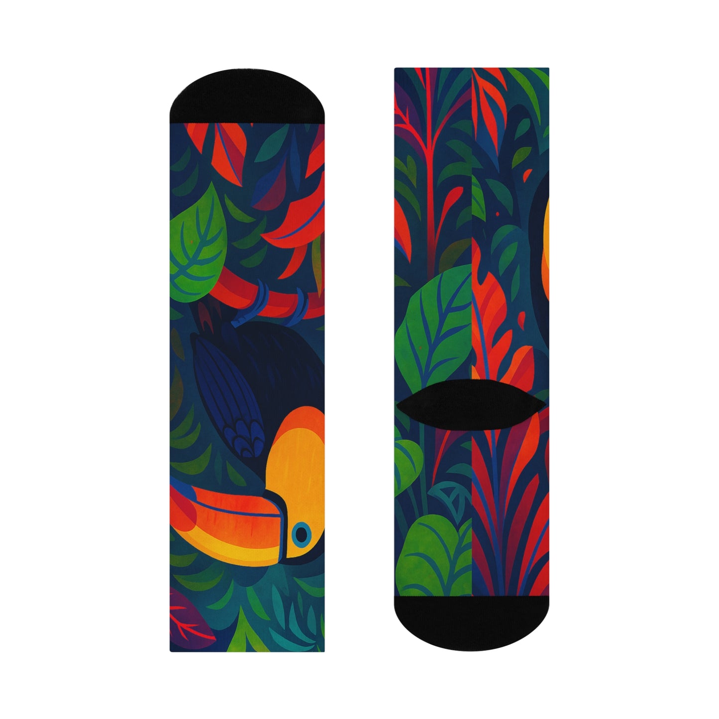 Tropical Toucan Crew Socks | Funky Gift for Bird Lovers, Cozy Everyday Wear, Fun Summer Accessories, Unique Fashion for Holidays
