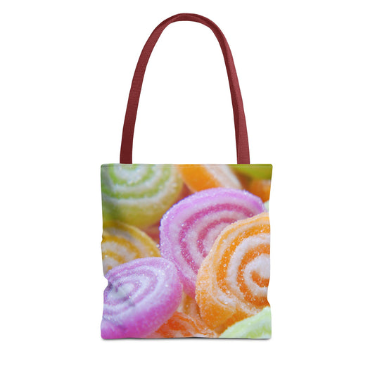 Colorful Candy Swirl Pattern Tote Bag | Sweet Treats Shopping Bag, Gift for Her, Summer Accessory, Beach Bag, Eco-Friendly Tote