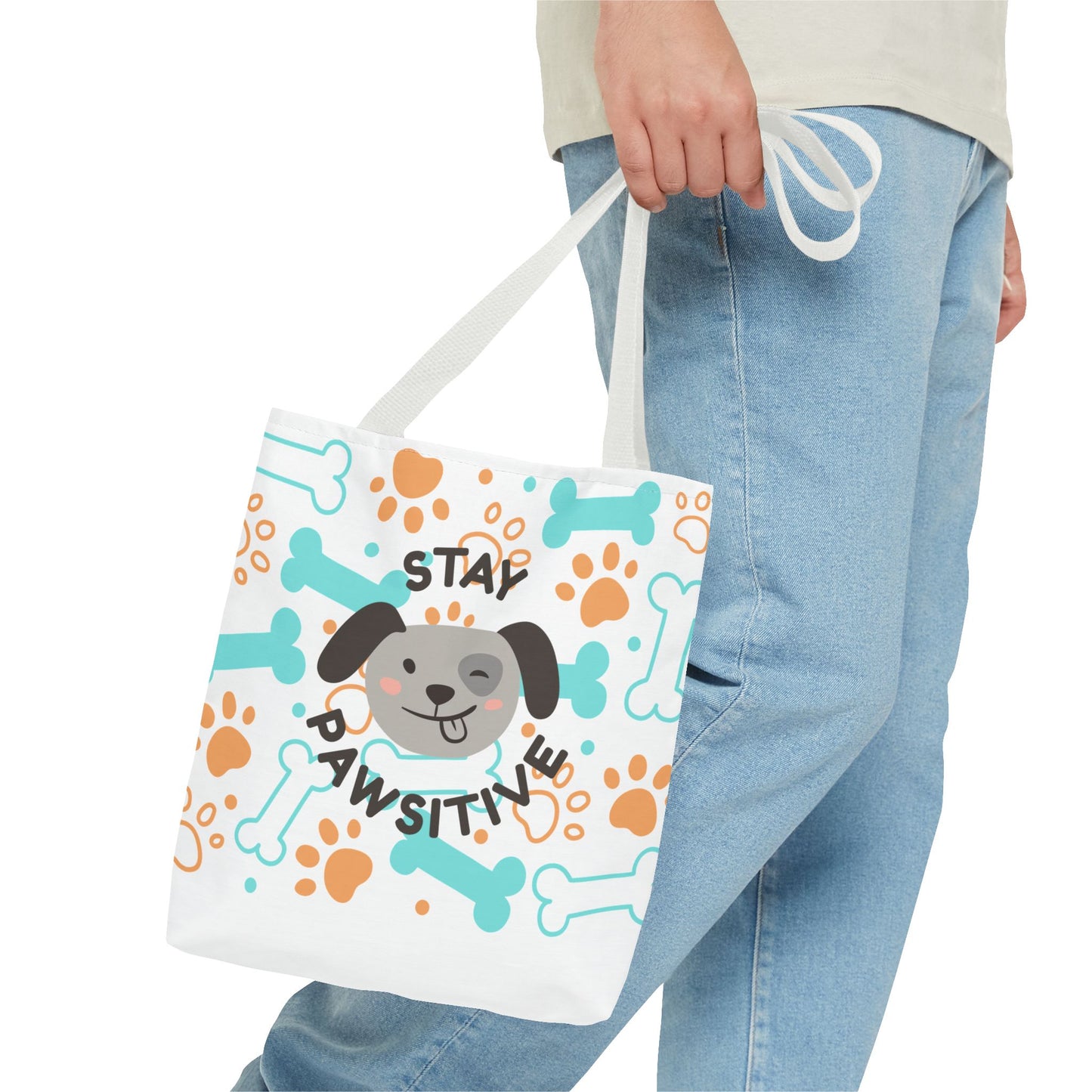 Stay Pawsitive Dog Lover Tote Bag - Cute Pet Accessories, Gift for Dog Owners, Eco-Friendly Bag for Walks, Dog Parks, Pet Supplies