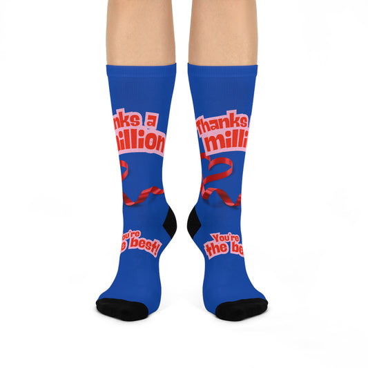 Thanks a Million Crew Socks, Gratitude Socks, Gift for Friends, Fun Birthday Socks, Cheerful Thank You Socks