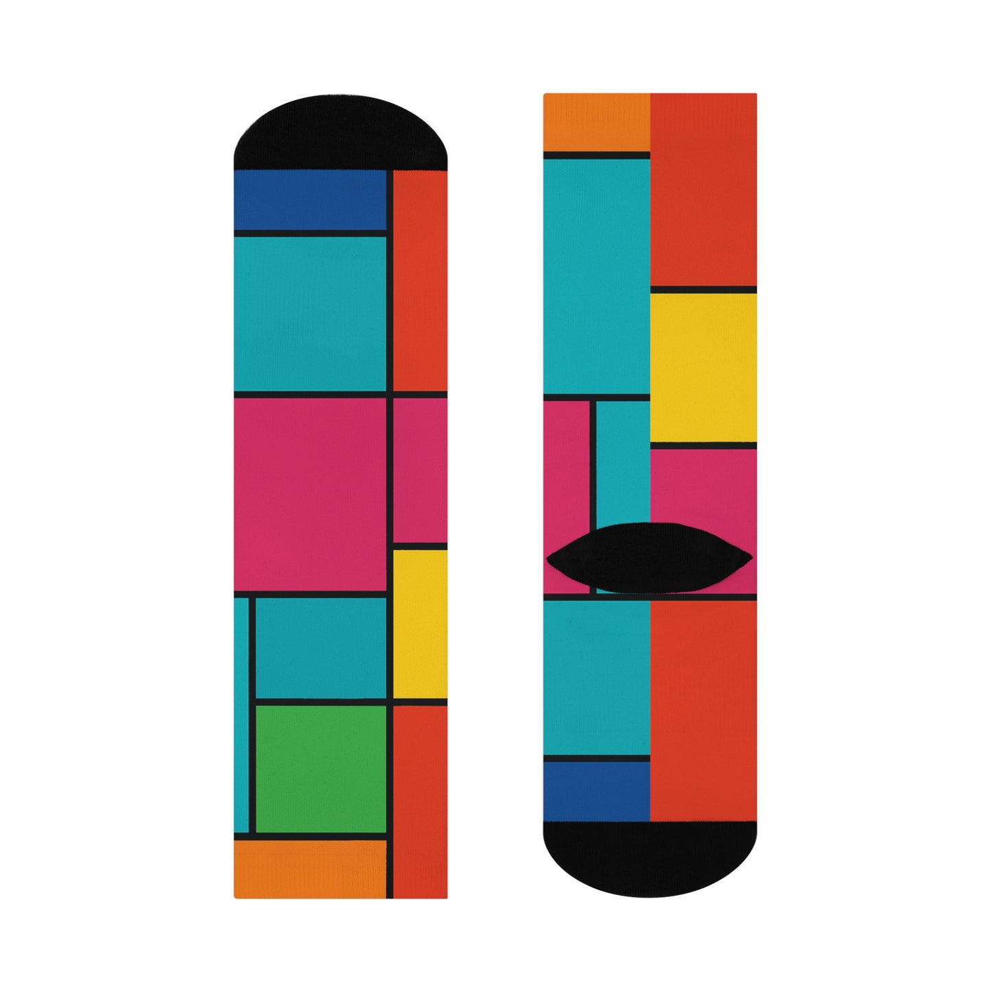 Colorful Geometric Cushioned Crew Socks | Fun Gift for Sock Lovers, Unique Patterned Footwear, Comfortable Everyday Wear, Unisex Style