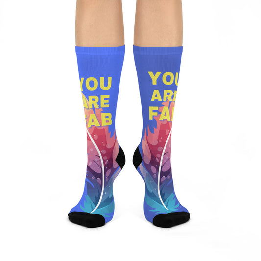Vibrant Motivational Crew Socks - Perfect for Self-Care, Gifts, Everyday Wear, and Fun Outfits, You Are Fab Socks