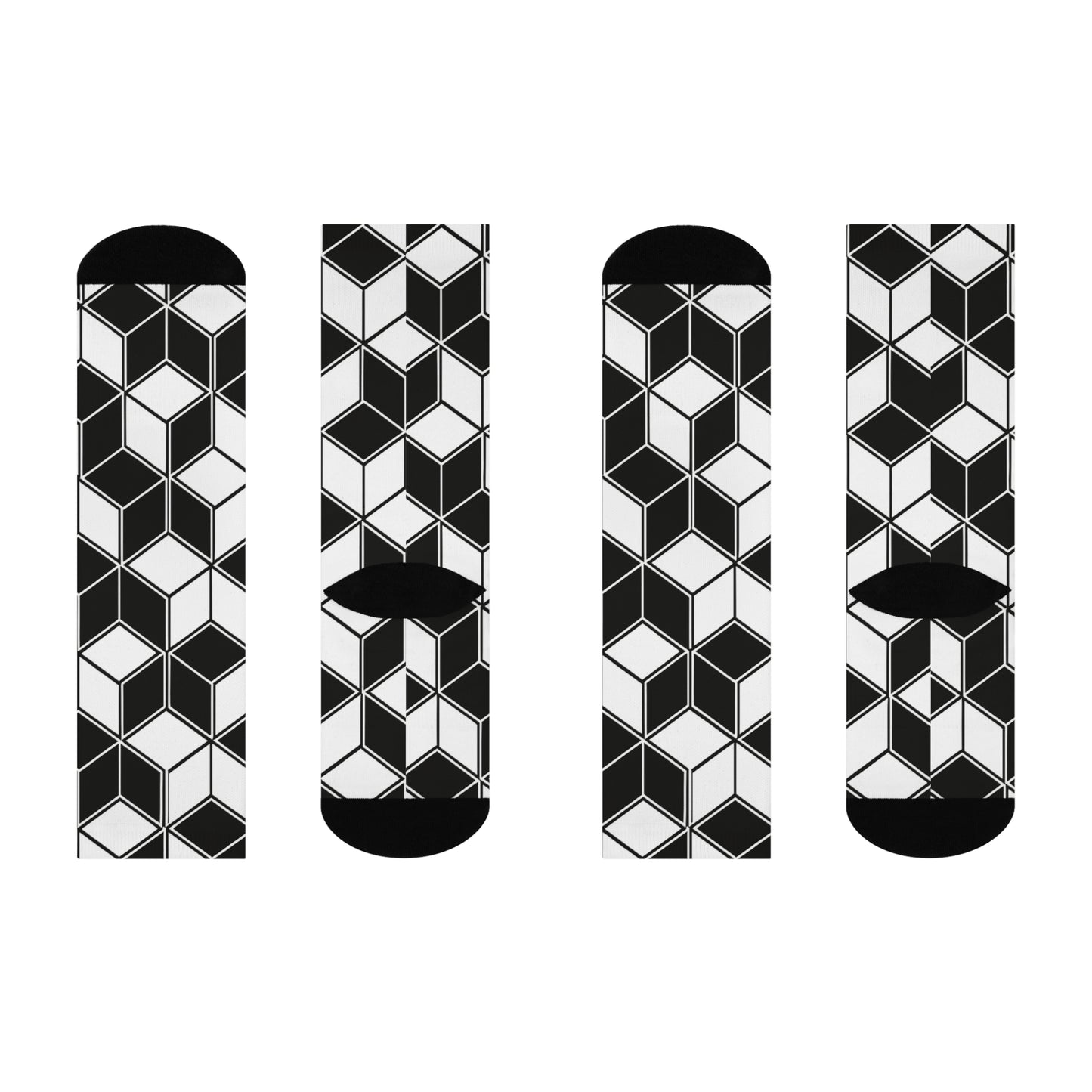 Geometric Pattern Cushioned Crew Socks | Stylish Fashion Socks, Gift for Her, Comfortable Socks, Cozy Home Wear, Unique Accessories