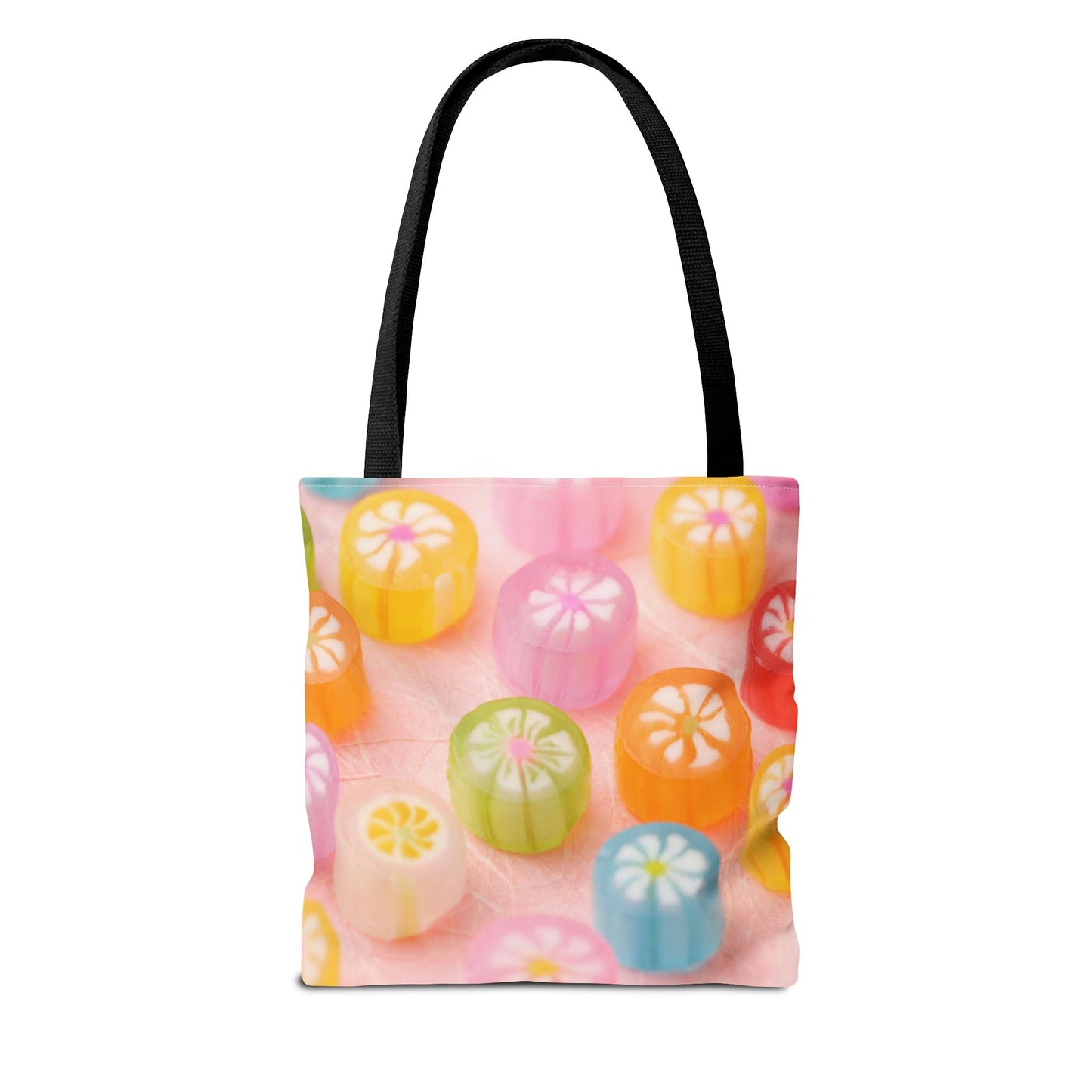 Colorful Candy Pattern Tote Bag | Sweet Treats Shopping Bag, Gift for Her, Summer Accessory, Beach Bag, Eco-Friendly Tote