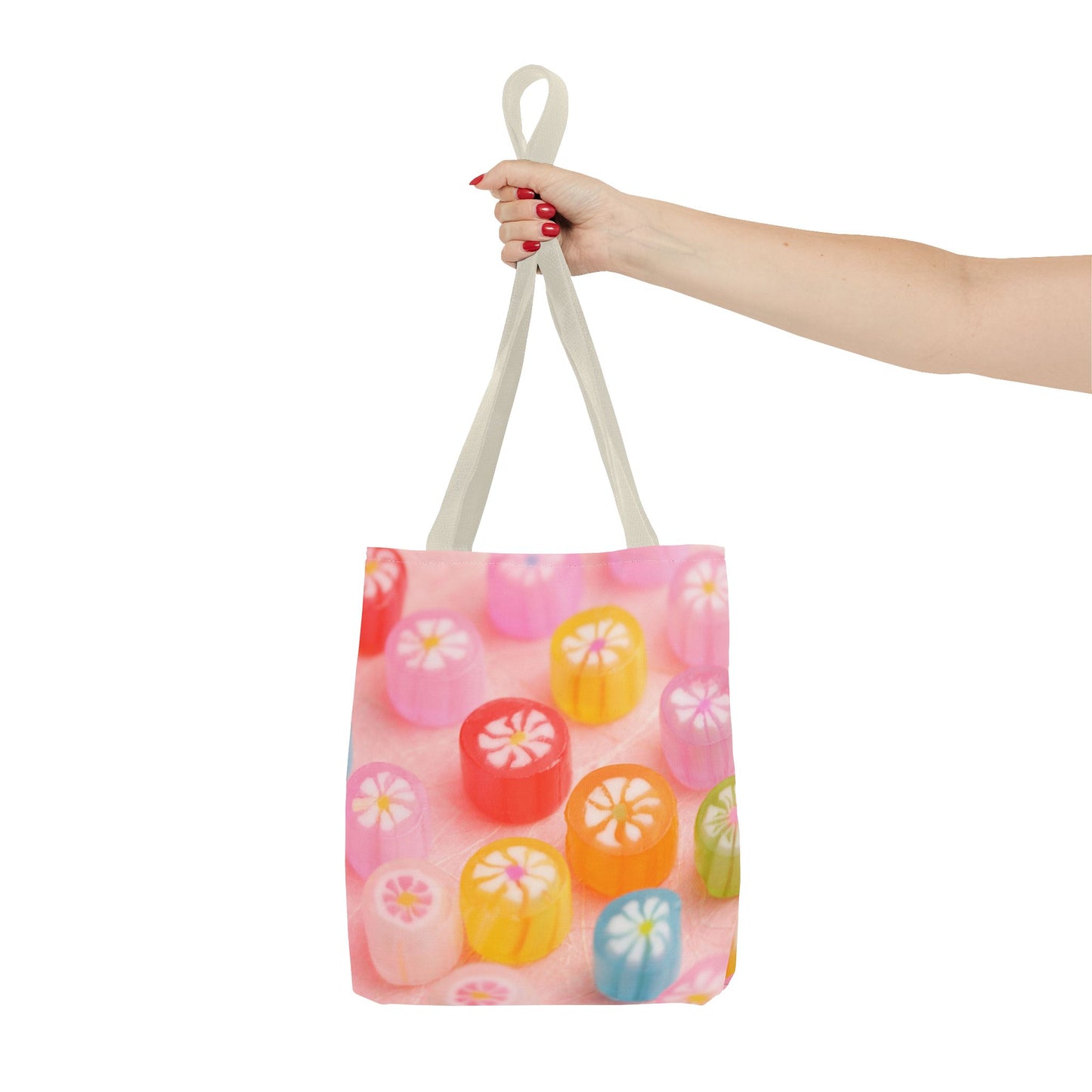 Colorful Candy Pattern Tote Bag | Sweet Treats Shopping Bag, Gift for Her, Summer Accessory, Beach Bag, Eco-Friendly Tote