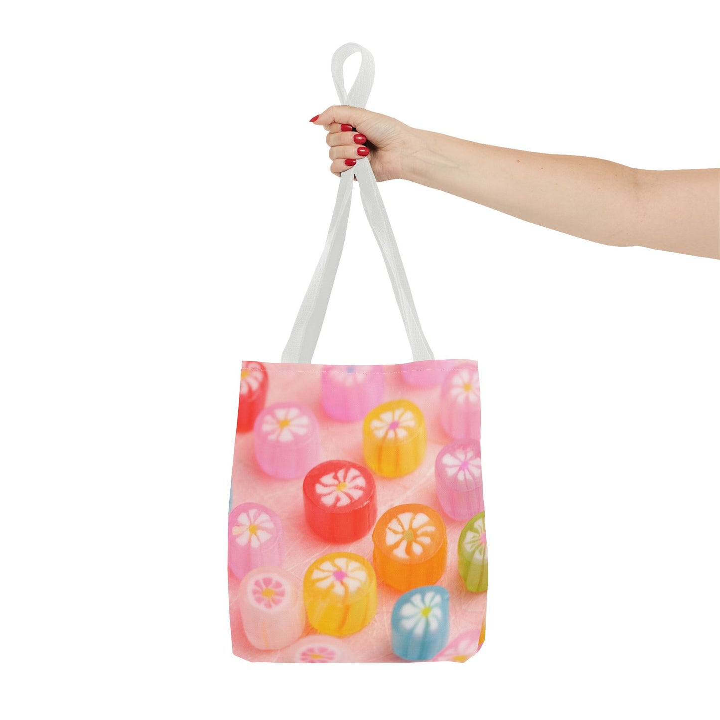 Colorful Candy Pattern Tote Bag | Sweet Treats Shopping Bag, Gift for Her, Summer Accessory, Beach Bag, Eco-Friendly Tote