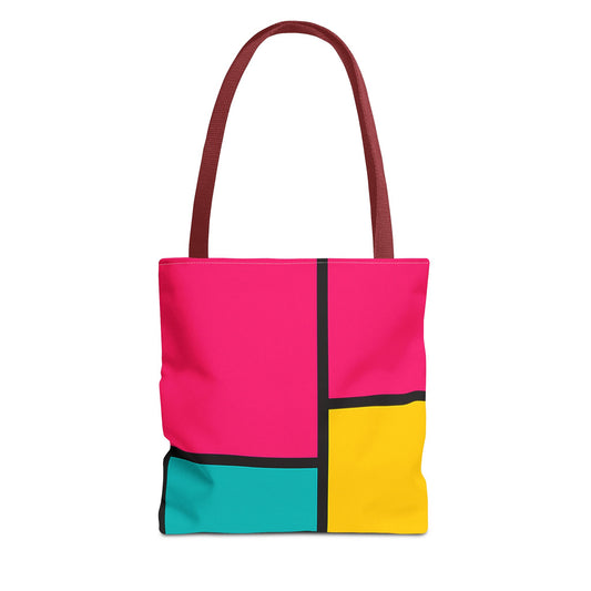 Colorful Geometric Tote Bag, Funky Shopping Bag, Trendy Market Tote, Stylish Beach Bag, Bold Art Carryall