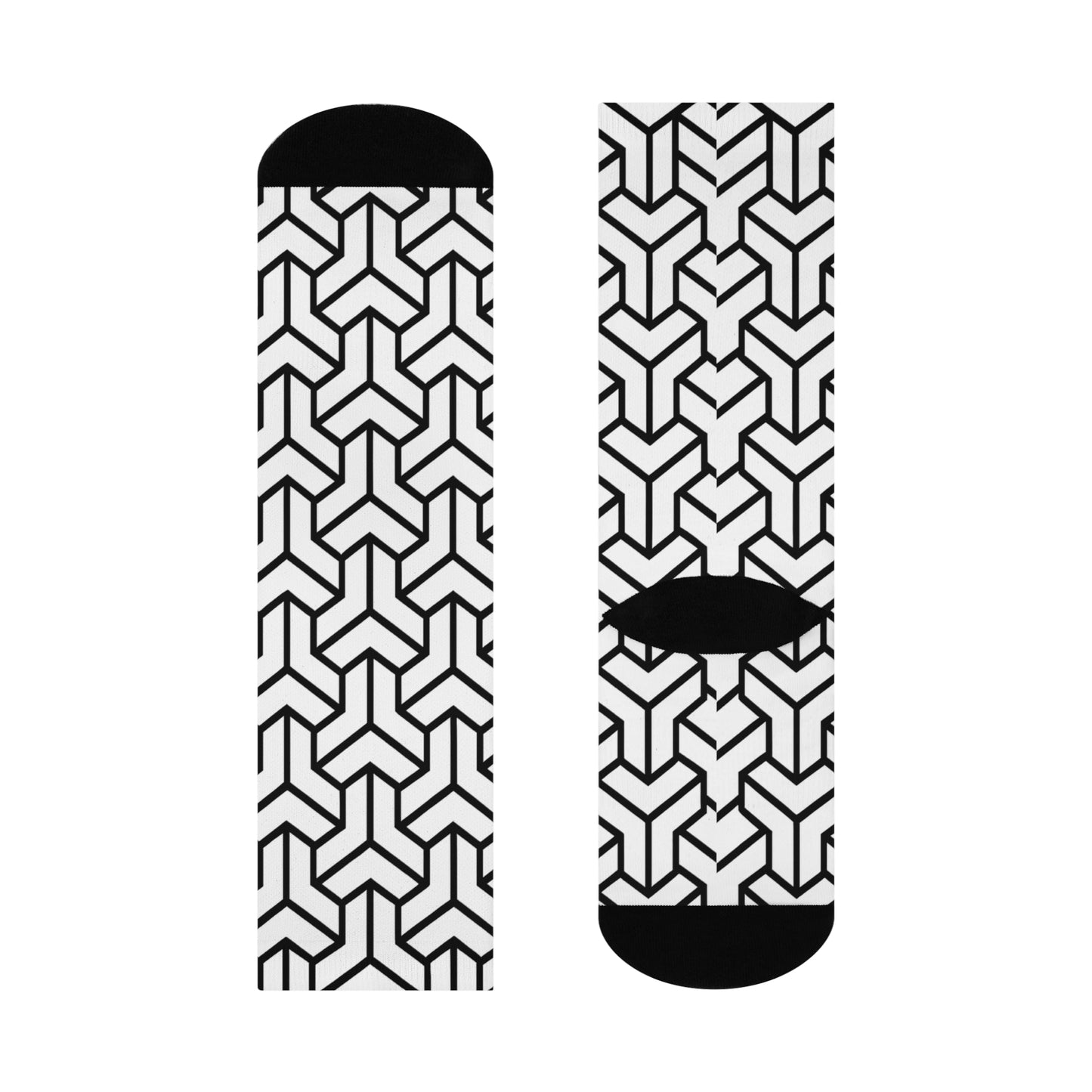 Stylish Cushioned Crew Socks - Cozy, Patterned Comfort for Everyday Wear, Gift for Her, Fashion Statement, Black and White Design