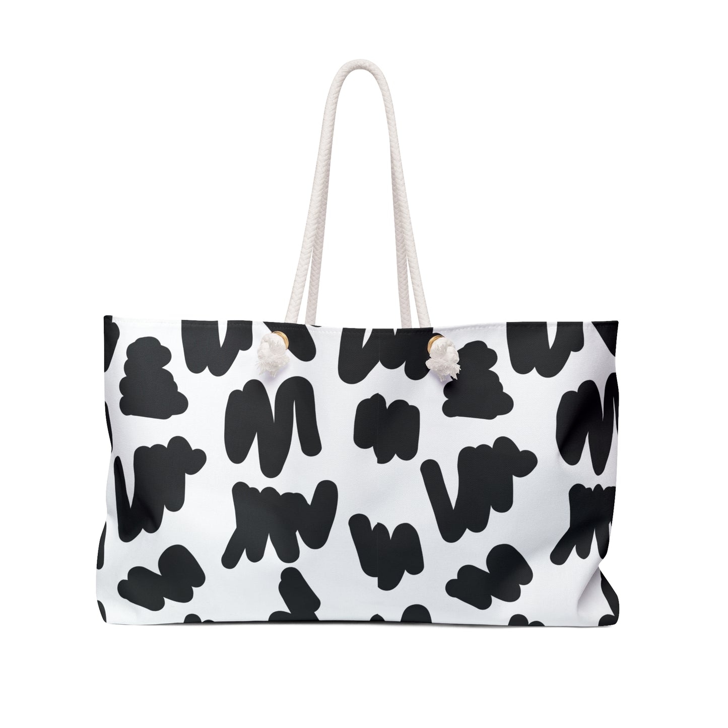 Black Brushstroke Weekender Bag — Modern Abstract Travel Tote