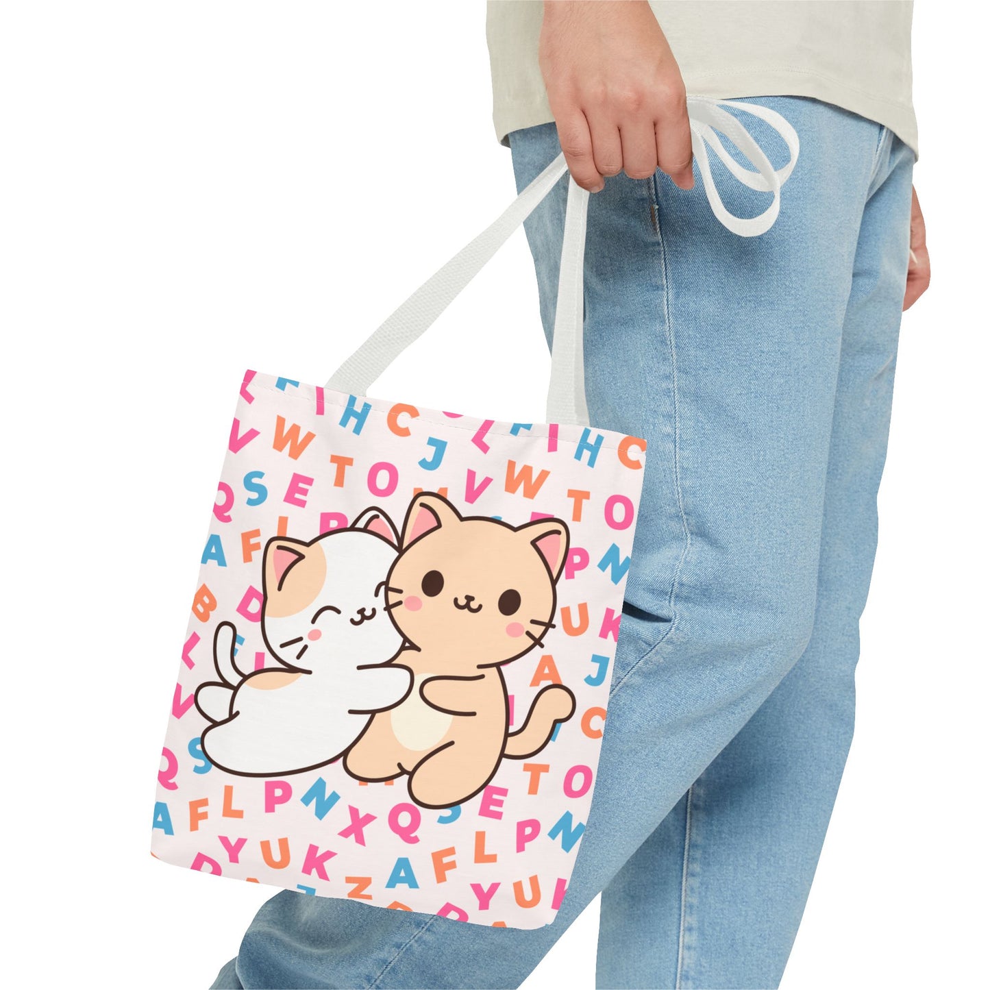 Cute Cat Tote Bag with Playful Design, Perfect for Cat Lovers, Eco-Friendly Shopping Bag, Gift for Birthdays, Everyday Use, Kawaii Style