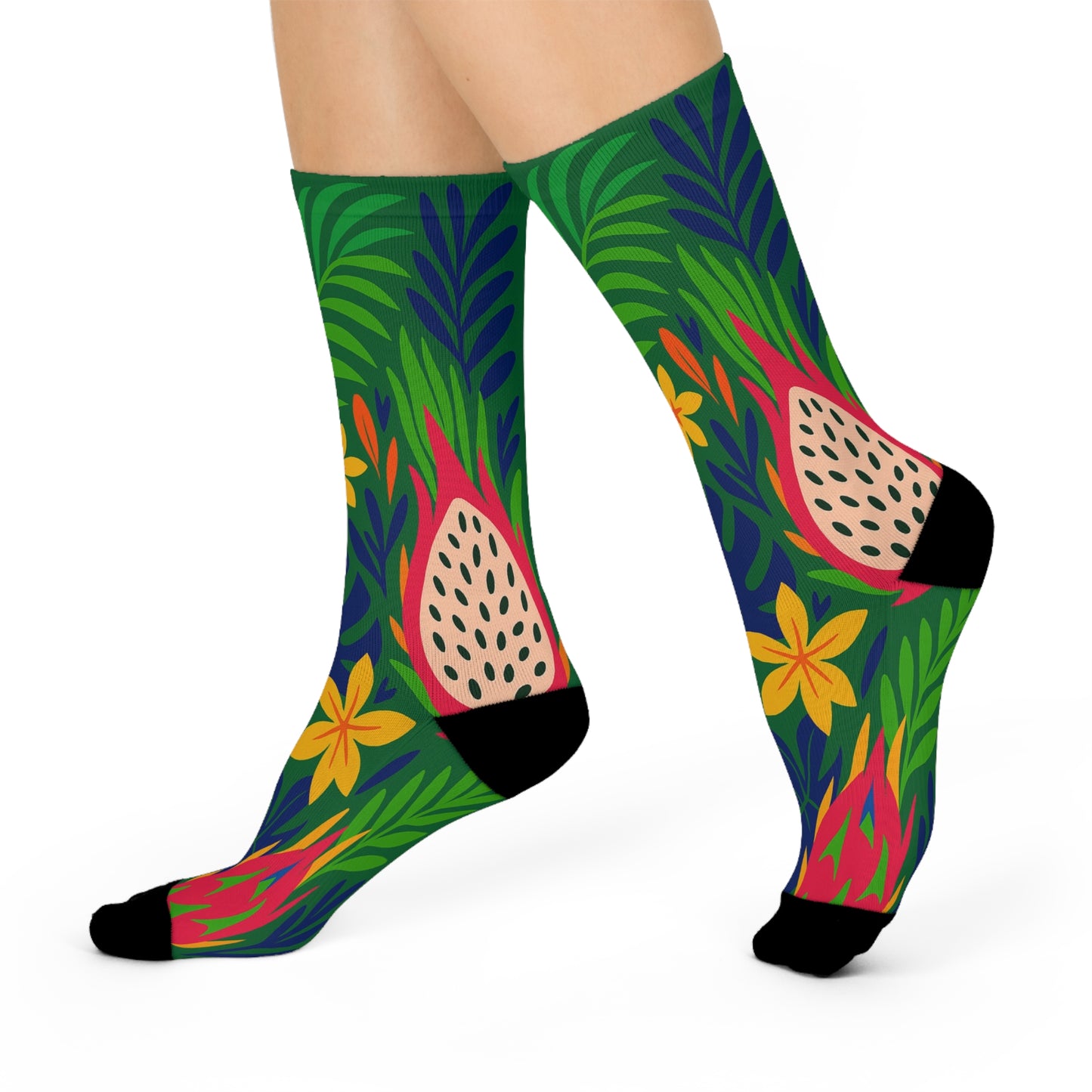Vibrant Tropical Crew Socks for Comfort and Style, Colorful Cushion Socks, Tropical Paradise Gift, Fun Socks for Summer, Stylish Home footwear