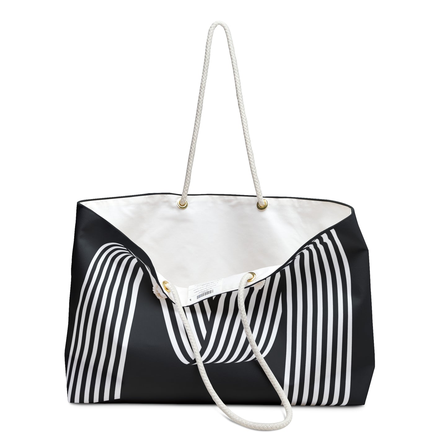 beach bags gym bags Monochrome Wavy Stripe Weekender Bag  Black White Travel Tote