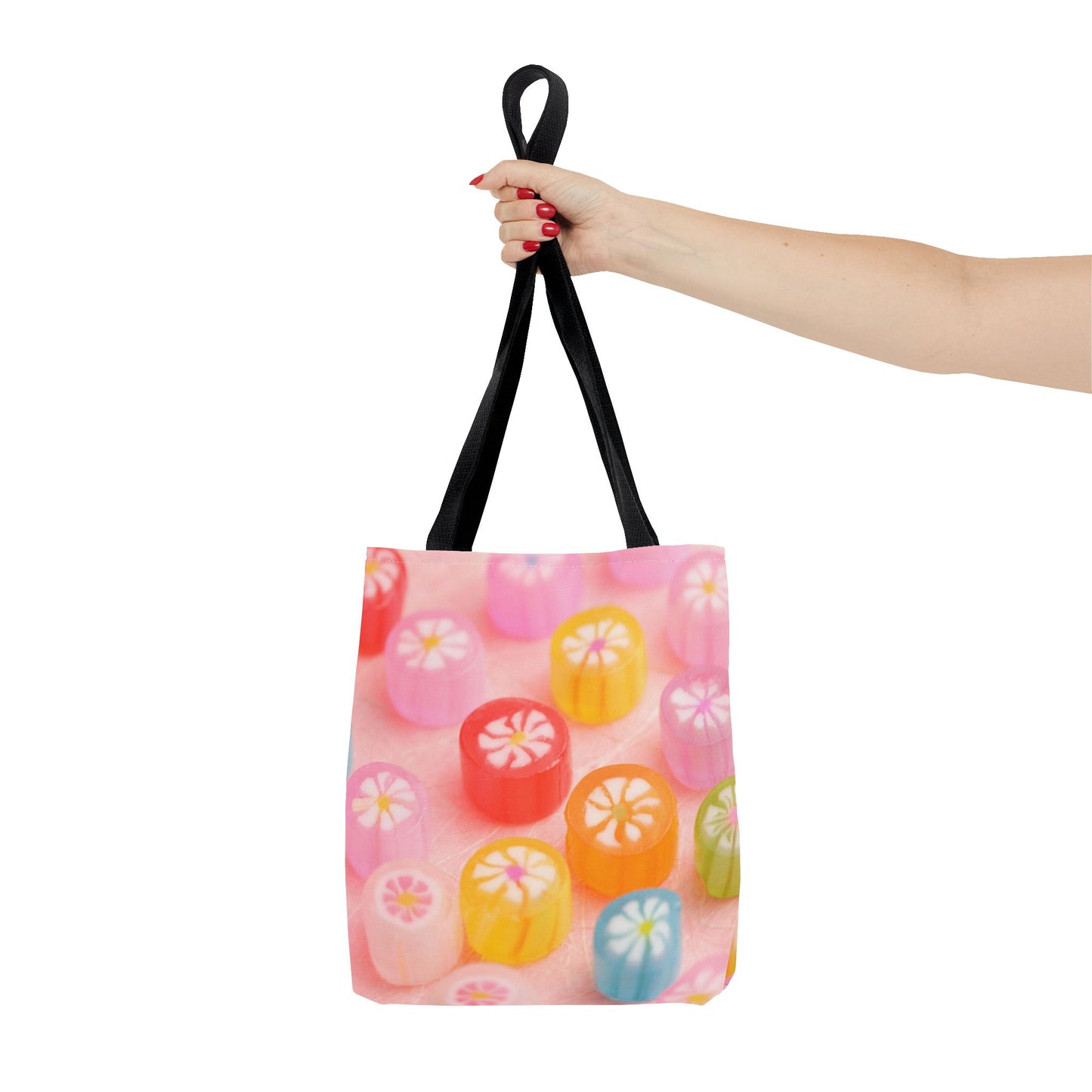Colorful Candy Pattern Tote Bag | Sweet Treats Shopping Bag, Gift for Her, Summer Accessory, Beach Bag, Eco-Friendly Tote