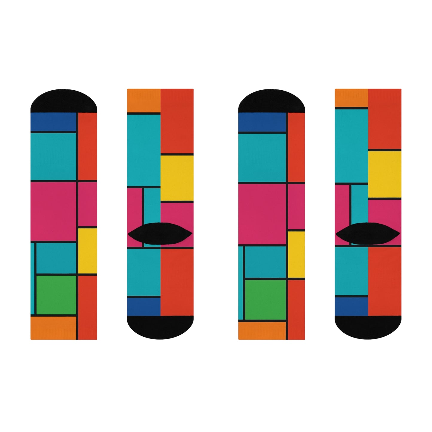 Colorful Geometric Cushioned Crew Socks | Fun Gift for Sock Lovers, Unique Patterned Footwear, Comfortable Everyday Wear, Unisex Style