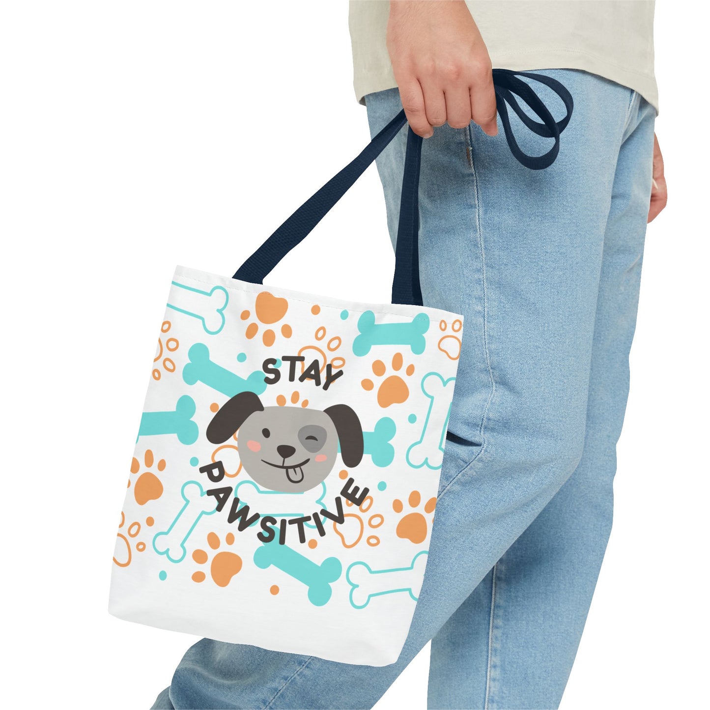 Stay Pawsitive Dog Lover Tote Bag - Cute Pet Accessories, Gift for Dog Owners, Eco-Friendly Bag for Walks, Dog Parks, Pet Supplies