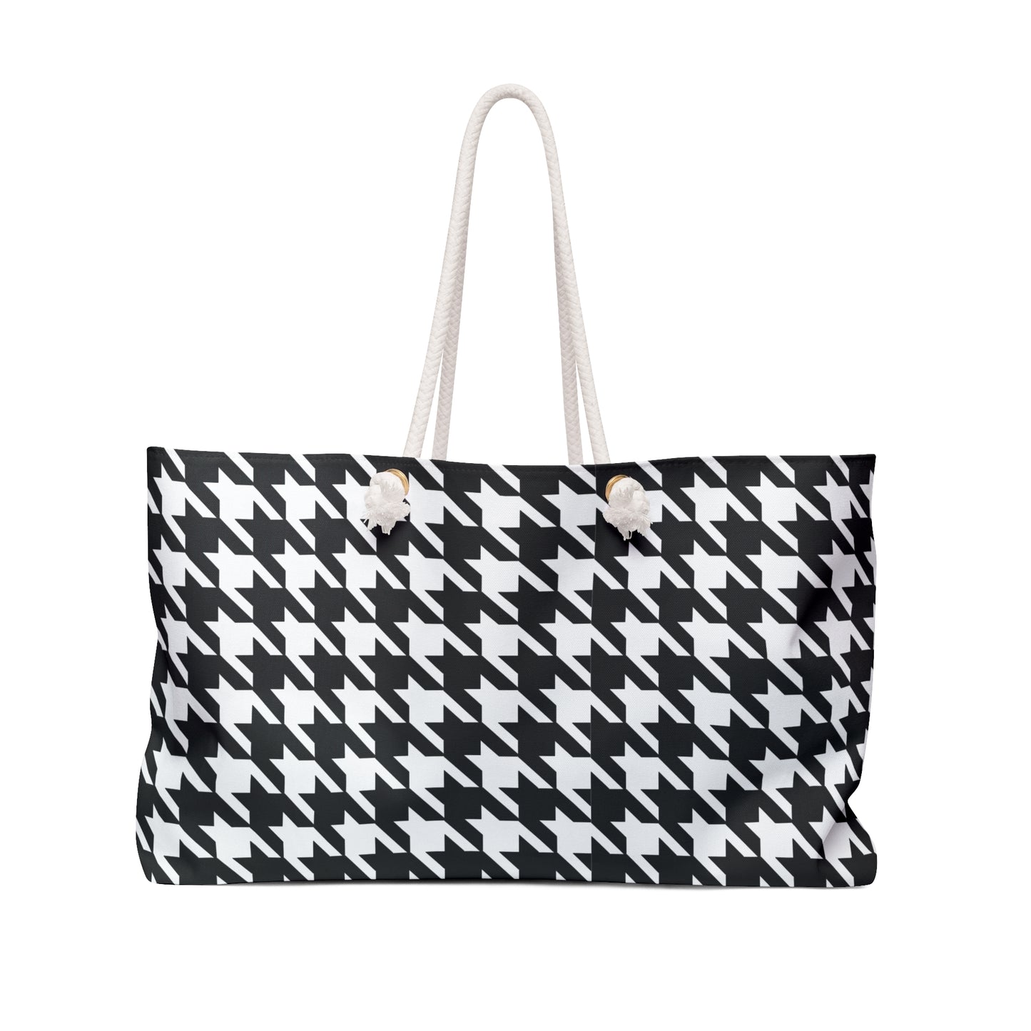 Black White Houndstooth Weekender Bag | Travel Tote, Rope Handle