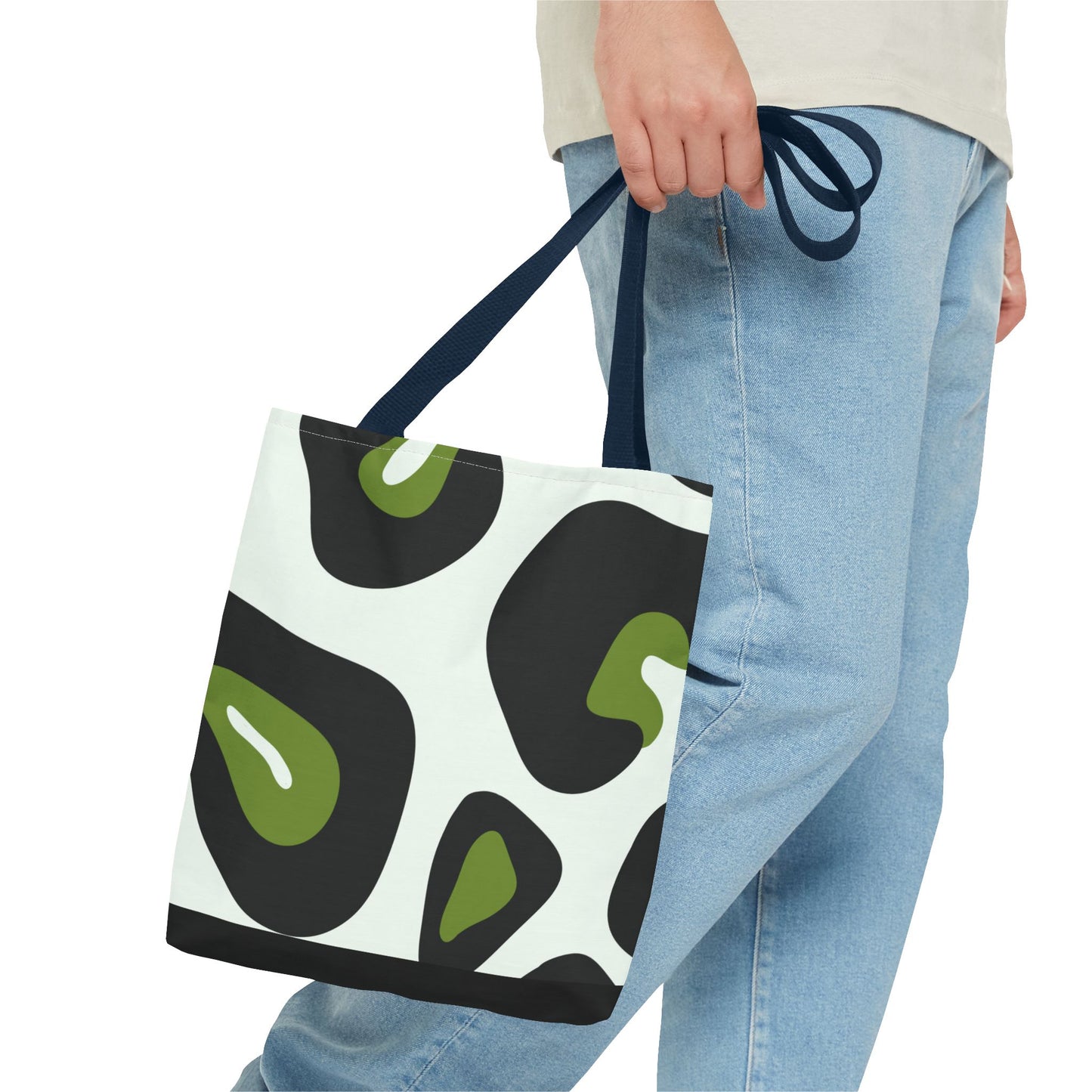 Abstract Green Leopard Print Tote Bag — All-Over-Print Fashion Tote