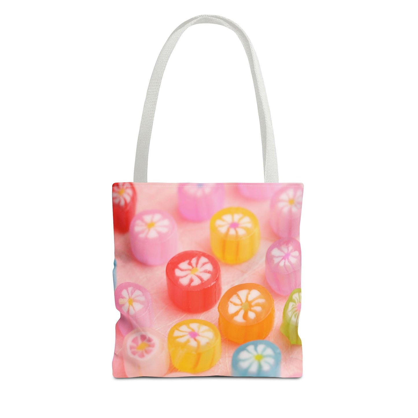 Colorful Candy Pattern Tote Bag | Sweet Treats Shopping Bag, Gift for Her, Summer Accessory, Beach Bag, Eco-Friendly Tote