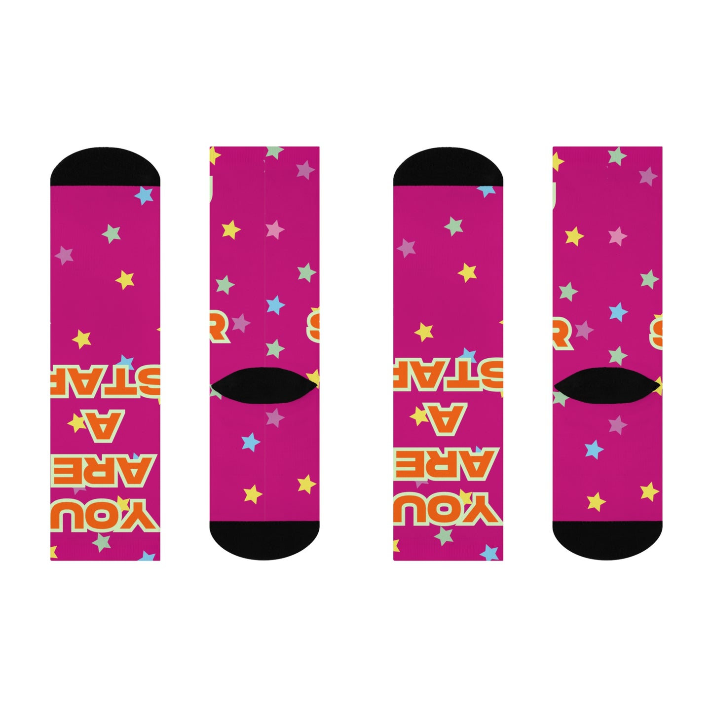 Vibrant Motivational Crew Socks | You Are A Star | Gifts for Encouragement, Friendship, Birthdays, Cheer Up, Positive Vibes