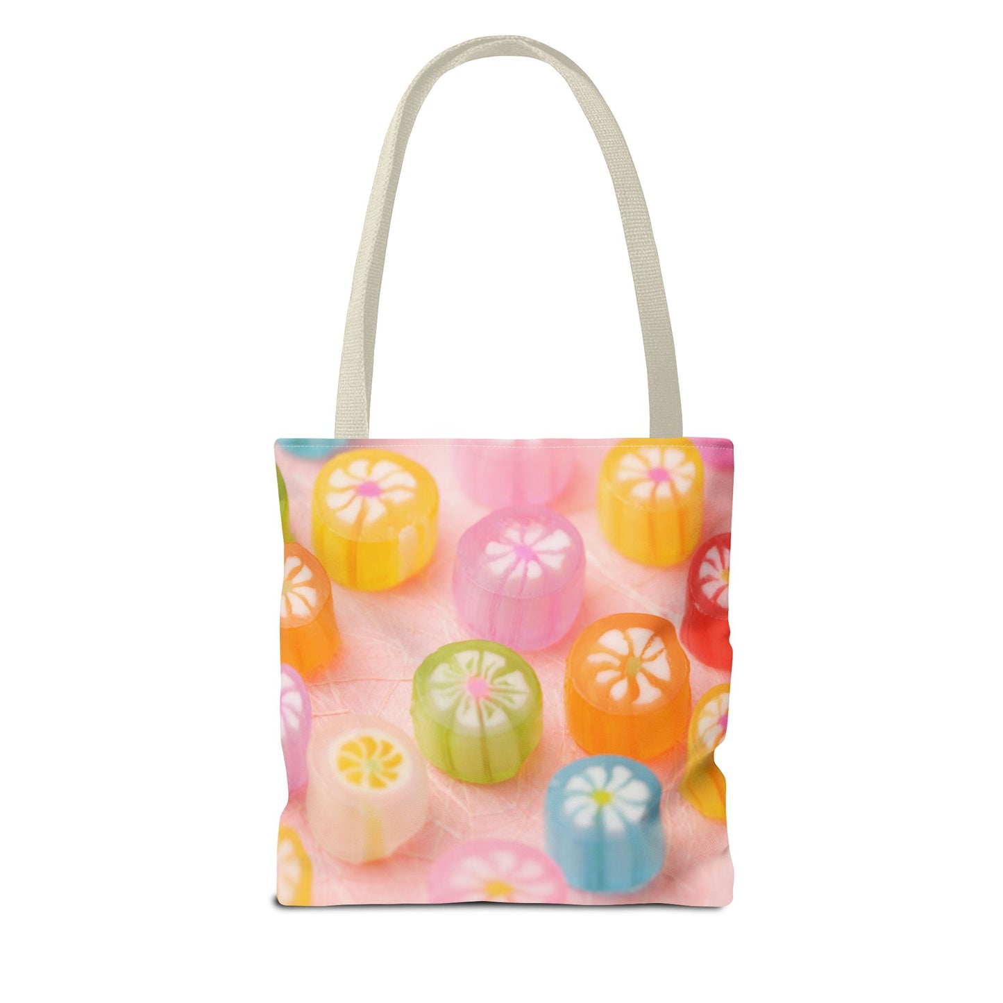 Colorful Candy Pattern Tote Bag | Sweet Treats Shopping Bag, Gift for Her, Summer Accessory, Beach Bag, Eco-Friendly Tote