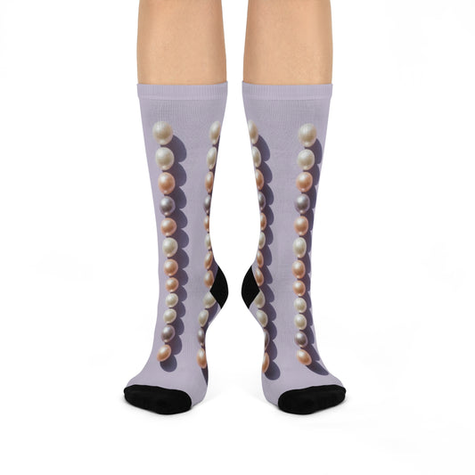 Cushioned Crew Socks pearl lace colored pearl