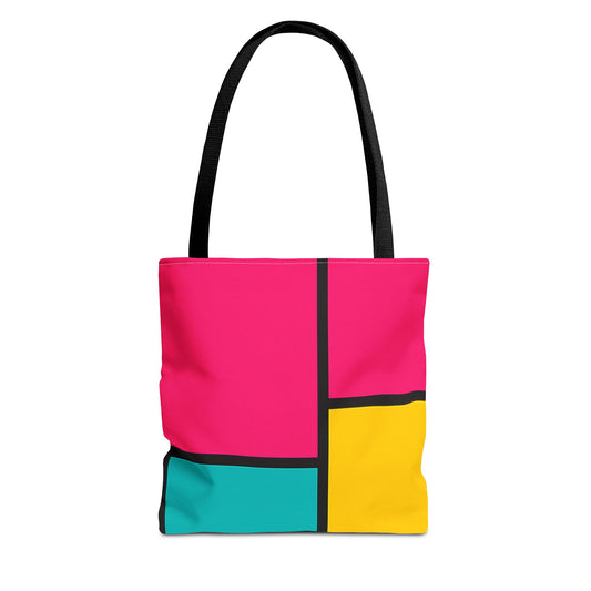 Colorful Geometric Tote Bag, Funky Shopping Bag, Trendy Market Tote, Stylish Beach Bag, Bold Art Carryall