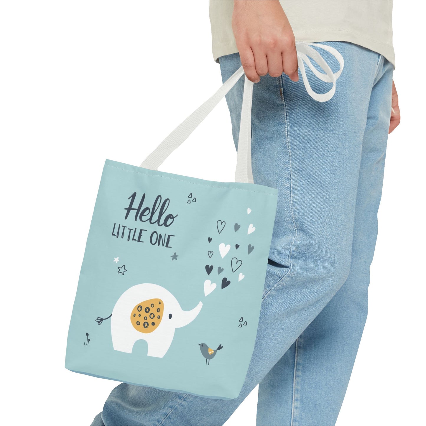 Baby Elephant 'Hello Little One' Tote Bag — Cute Newborn Gift, Baby Shower Tote