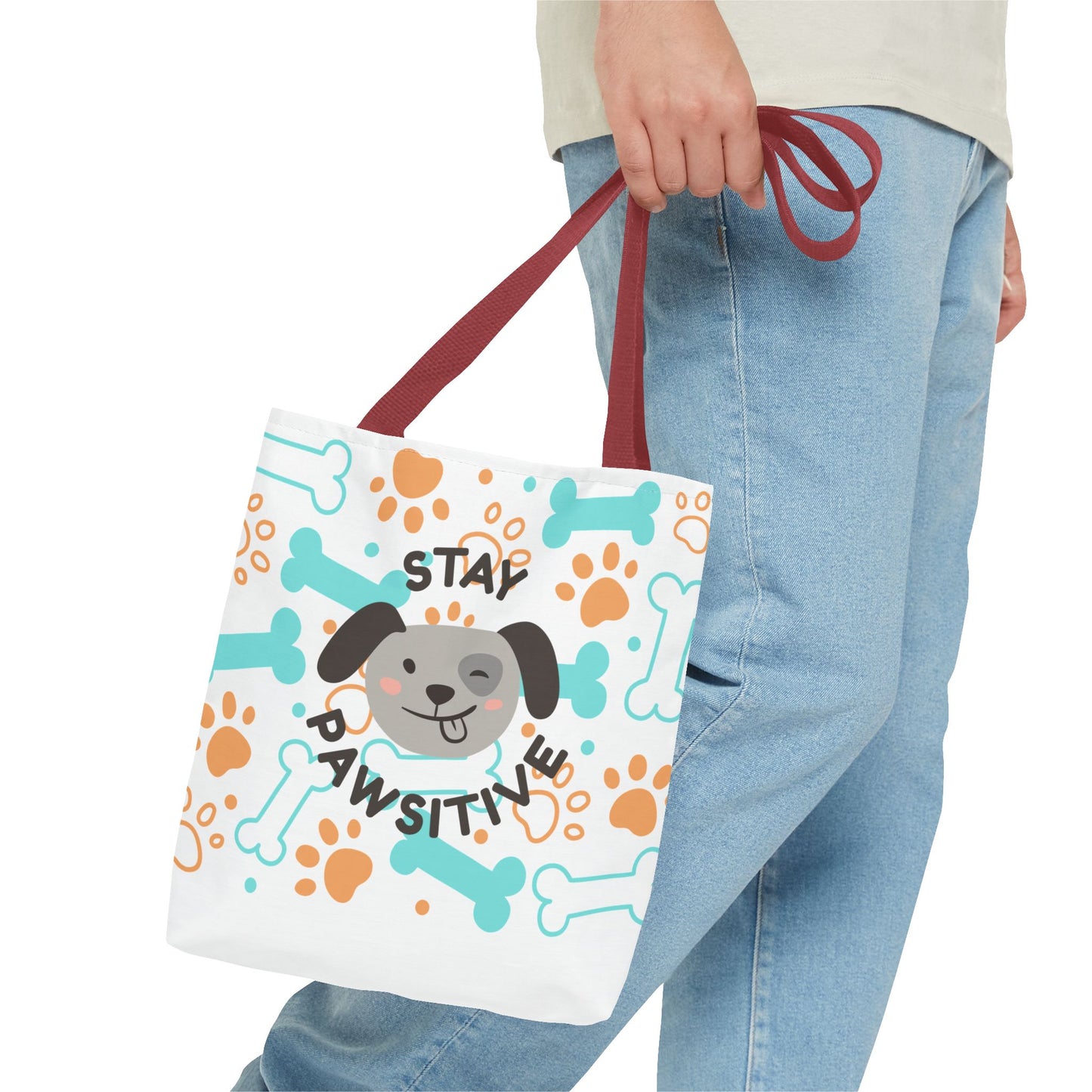 Stay Pawsitive Dog Lover Tote Bag - Cute Pet Accessories, Gift for Dog Owners, Eco-Friendly Bag for Walks, Dog Parks, Pet Supplies