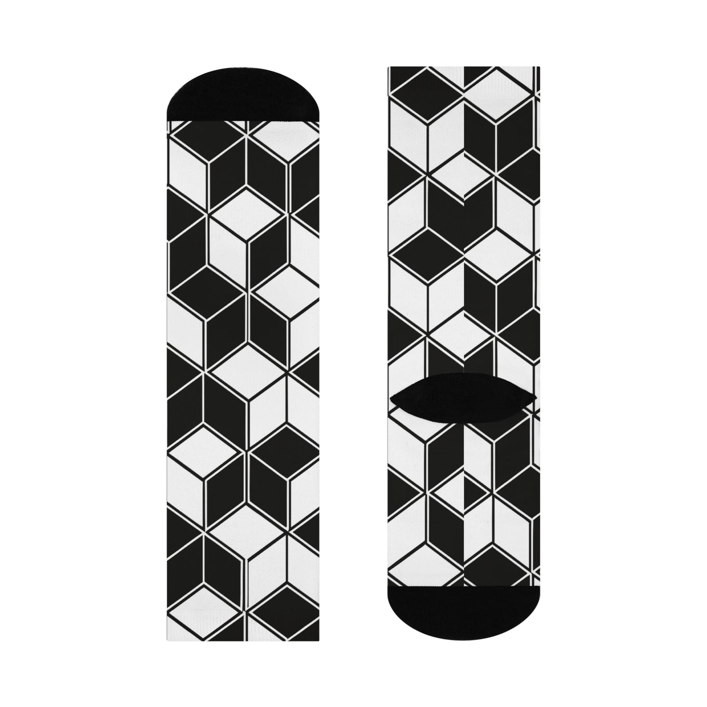 Geometric Pattern Cushioned Crew Socks | Stylish Fashion Socks, Gift for Her, Comfortable Socks, Cozy Home Wear, Unique Accessories