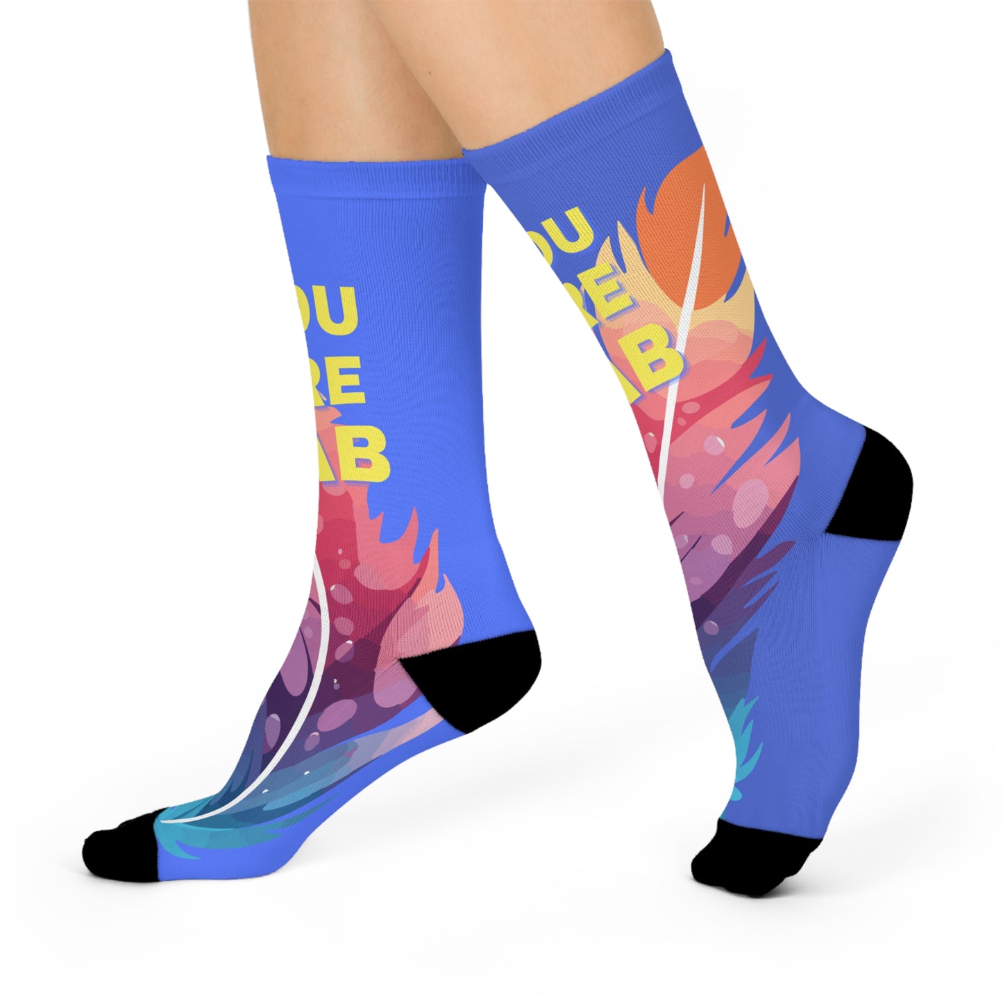 Vibrant Motivational Crew Socks - Perfect for Self-Care, Gifts, Everyday Wear, and Fun Outfits, You Are Fab Socks