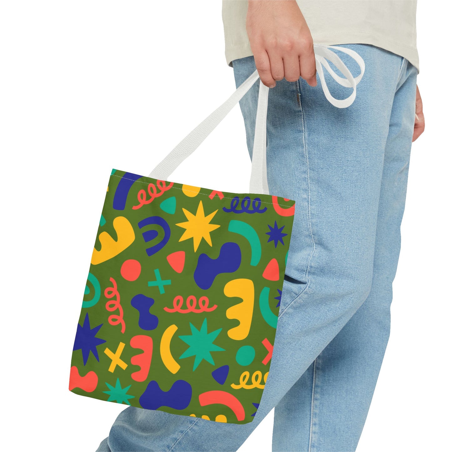 Colorful Abstract Pattern Tote Bag — Vibrant All-Over-Print Shopper