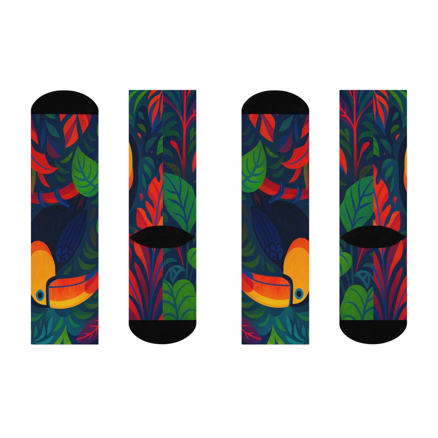 Tropical Toucan Crew Socks | Funky Gift for Bird Lovers, Cozy Everyday Wear, Fun Summer Accessories, Unique Fashion for Holidays